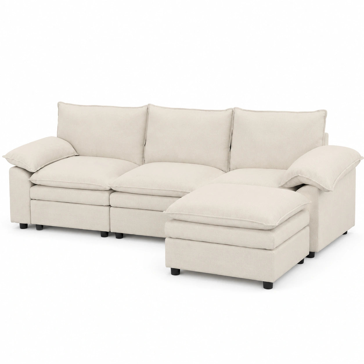Modulares Ecksofa mit Schlaffunktion, U-förmige Wohnlandschaft aus Chenille, 288 x 132 cm - Perfekt für Wohnzimmer, Schlafzimmer und Büro