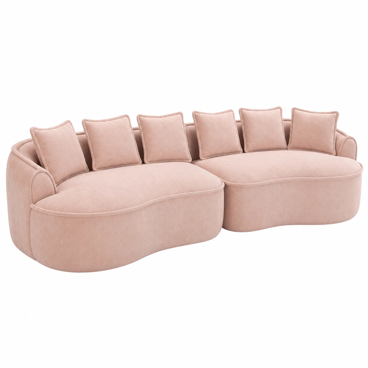 Modernes 4-Sitzer Modulsofa in Pink mit 6 Kissen, Rahmenloses Design, 320x114x67cm